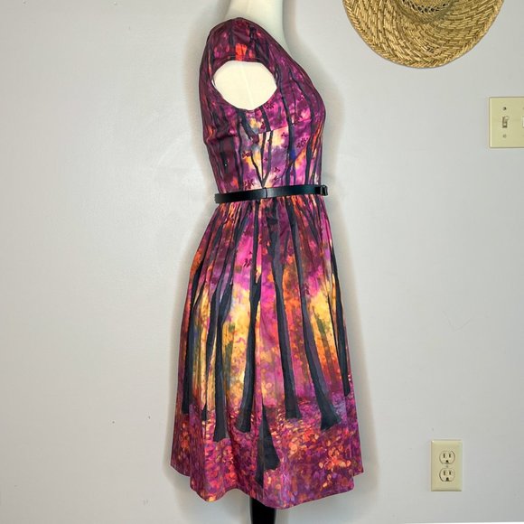 Modcloth Thicket Frondescent A-Line Dress Enchanted Forest Tree Size XS - Picture 8 of 9